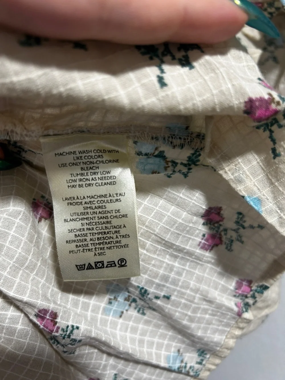 Free people, cream, floral, print, tunic dress small
